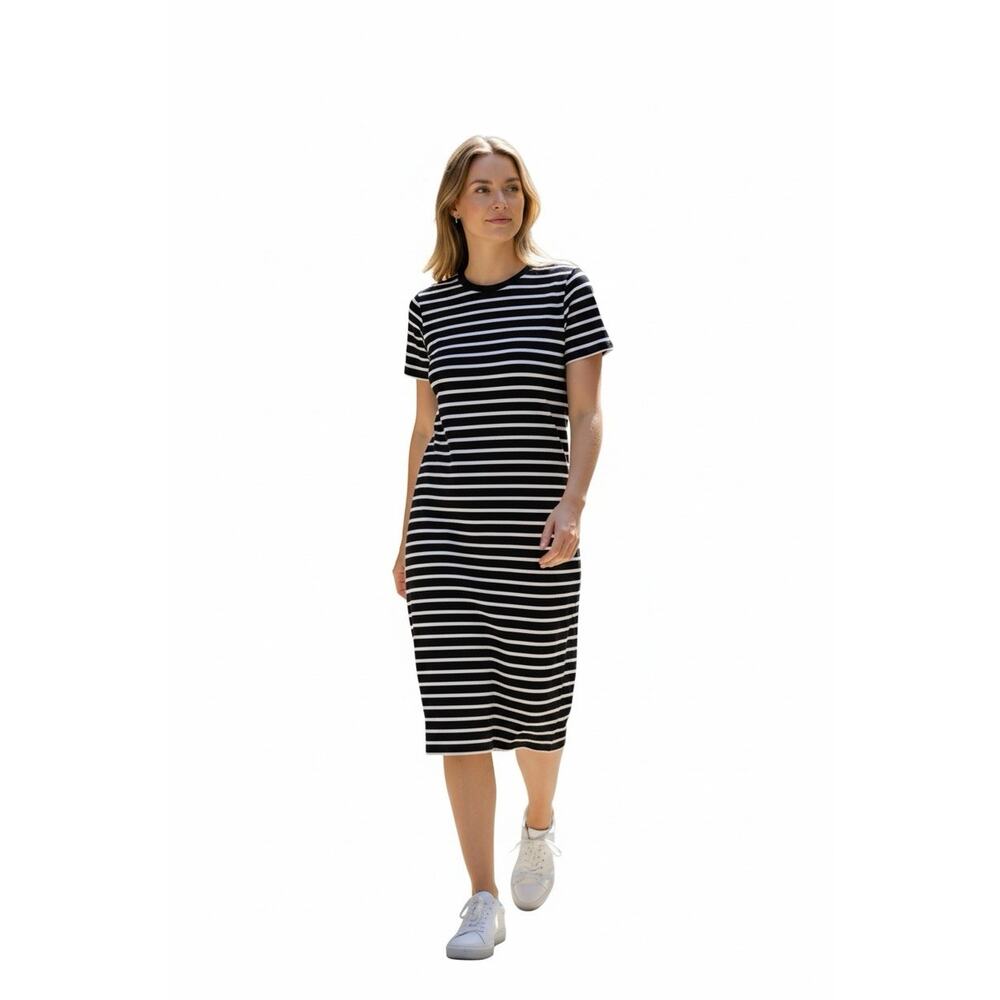 KOTN Blue and White Striped Dress Size Medium 100% Cotton Short sleeve